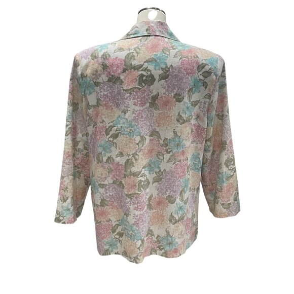 Vintage Block Island Petites Floral Blazer 14 Linen Blend Feminine Elegant Chic - Picture 7 of 12